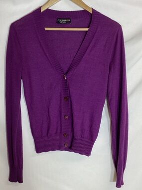 DOLCE & GABBANA Purple V-Neck Cardigan Sweater Size Small